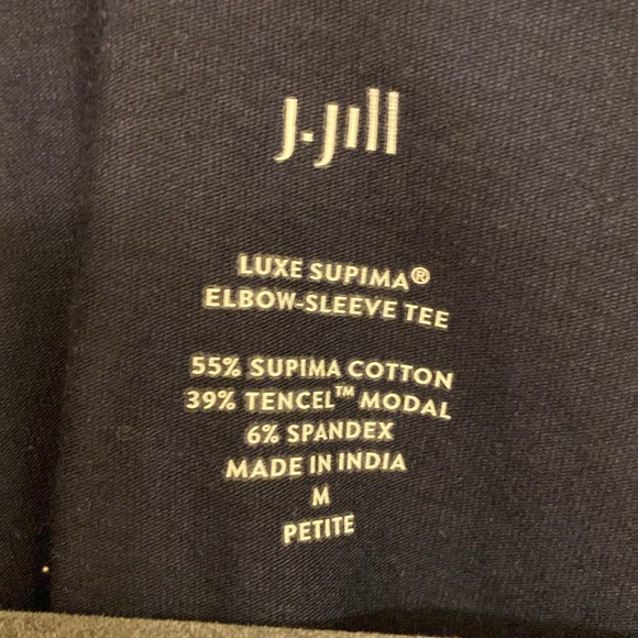J. Jill Navy Luxe-Supima Elbow-Sleeve Tee - Picture 5 of 8